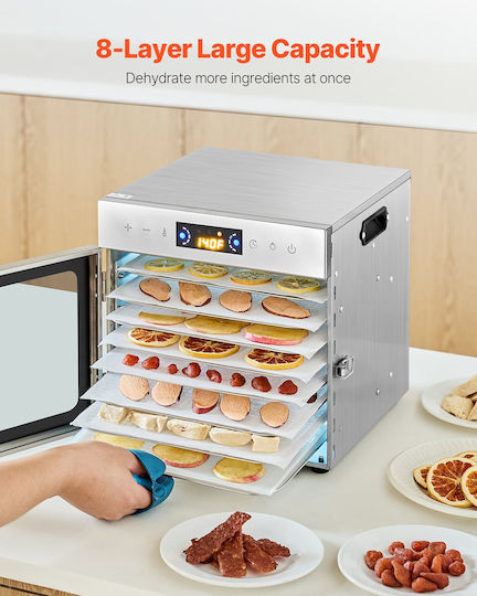Vevor Food Dehydrator Machine 8 Trays Stainless Steel 400w Jerky Fruit Drying