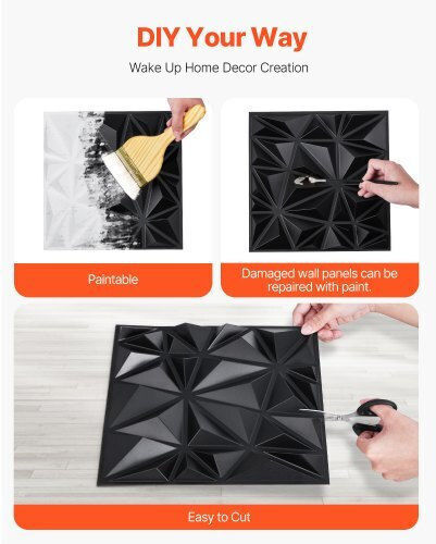 3D Wandpaneele aus PVC mit Kleber Schwarz PVC