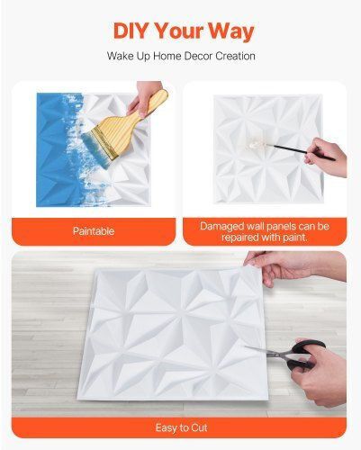 3D Wandpaneele aus PVC mit Kleber Weiß