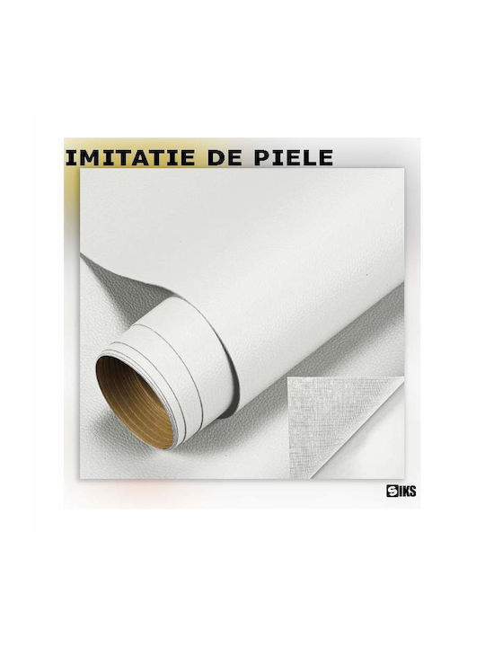 Foaie din piele ecologică Siks autoadezivă pentru reparații canapea fotoliu scaun interior auto dimensiune 75 X 250 cm albă