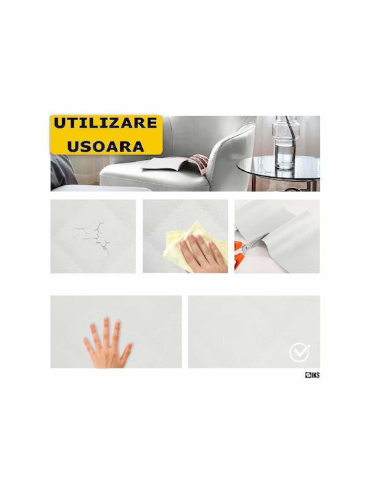 Foaie din piele ecologică Siks autoadezivă pentru reparații canapea fotoliu scaun interior auto dimensiune 75 X 250 cm albă