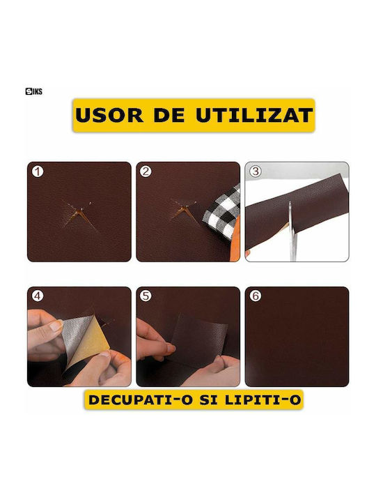 Folie din piele ecologică Siks autoadezivă pentru repararea canapelelor, fotoliilor, scaunelor și interiorului auto, dimensiune 75 X 250 cm, maro