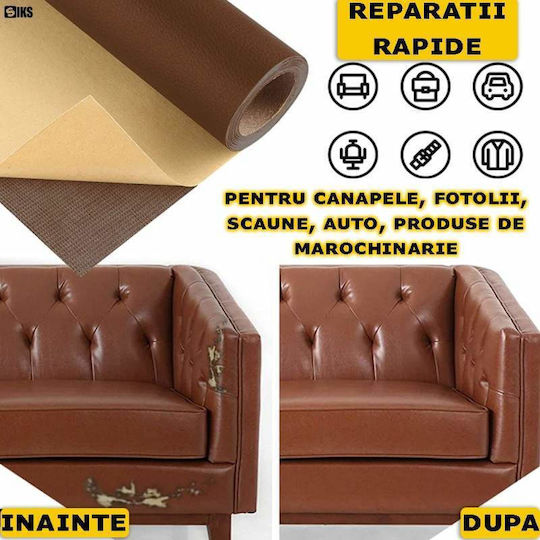 Siks Eco-friendly Leather Film Self-adhesive Sofa Armchair Chair Repair Car Interior Size 75 X 250 Cm Brown