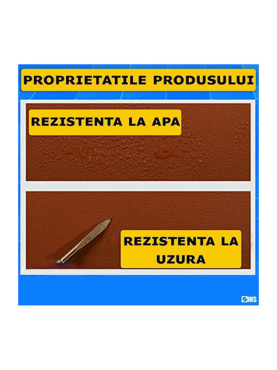 Folie din piele ecologică Siks autoadezivă pentru repararea canapelelor, fotoliilor, scaunelor și interiorului auto, dimensiune 75 X 250 cm, maro
