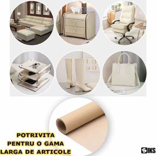 Siks Eco-friendly Leather Film Self-adhesive Sofa Armchair Chair Repair Car Interior Size 75 X 250 Cm Cream