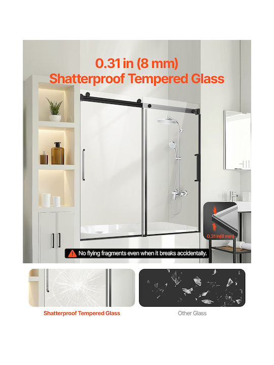 Vevor Fixed Side Bathtub 56-60x145cm Chrome
