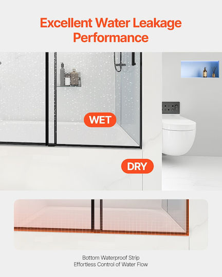 Vevor Feste Seite Badewanne 56-60x145cm Chrom