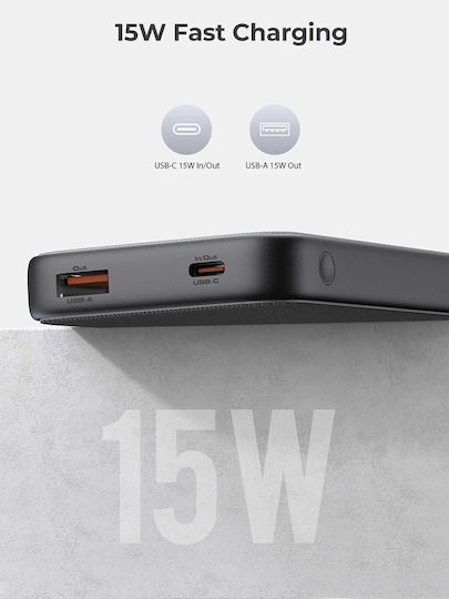 Aukey PB-Y46 Power Bank 10000mAh 15W με Θύρα USB-A και Θύρα USB-C Γκρι