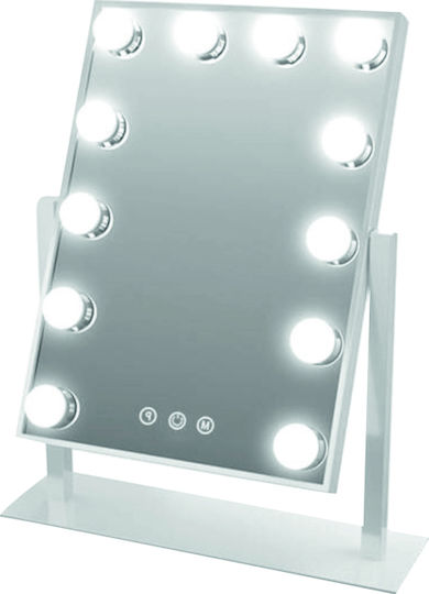 ACP Oglindă de machiaj De birou cu lumină 30x40cm Alb