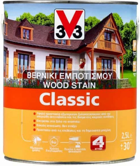 V33 Classic Woodstain Auf Lösemittelbasis Ebenholz Satin,σατεν 750ml