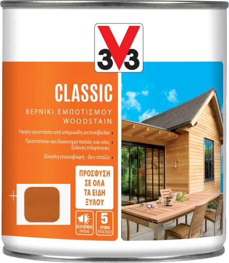 V33 Classic Woodstain Impregnation Varnish Solvent Based Oregon Satin 750ml