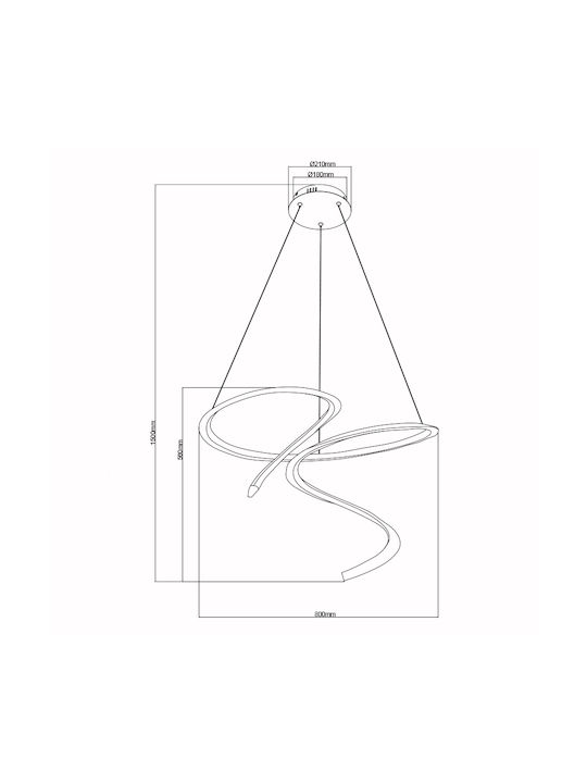 Sun Light Κρεμαστό Φωτιστικό Χρυσό LED 80x150x80εκ.