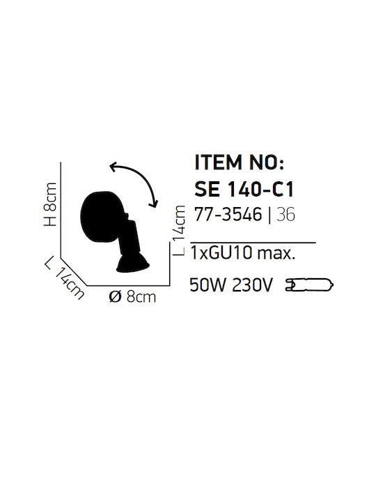 Home Lighting Single Spot with Socket GU10 in Copper Color