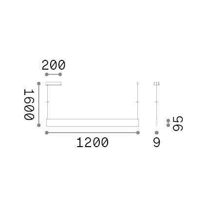Ideal Lux Commercial Linear LED Ceiling Light Warm White L120xD9.5xH9cm