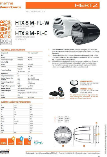 Hertz Marine Speaker Set Htx 8 8.86" with 200W RMS White
