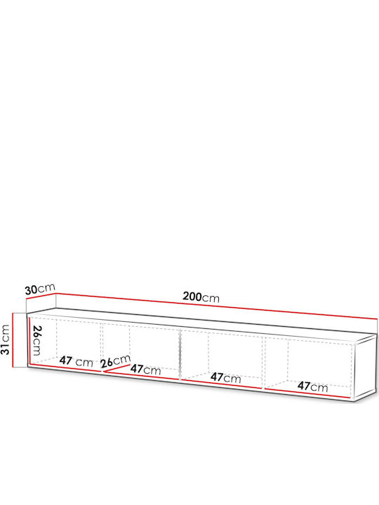 TV Stand Wooden Capital Fusiko L200xW30xH31cm