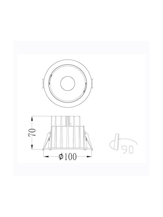 Sun Light Μεταλλικό Χωνευτό Σποτ με Ενσωματωμένο LED και Φυσικό Λευκό Φως Λευκό 10x10εκ. 1τμχ