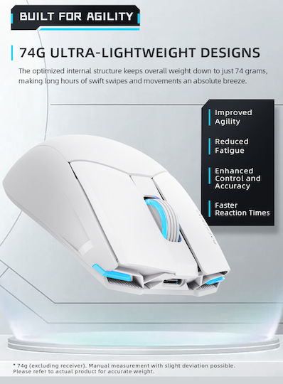 Machenike M7 Pro Ασύρματο Gaming Ποντίκι 8000 DPI Λευκό