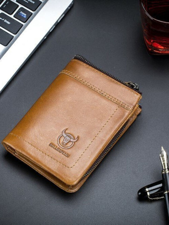 Leather Men's Wallet Classic with RFID Tabac Brown