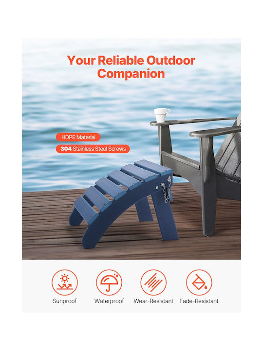 Vevor Adirondack Ottoman 2 Set 18,7l X 18,9w X 13,8h Inch Hdpe Footrest Blue
