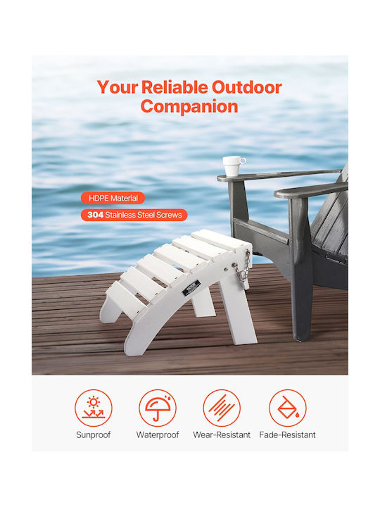 Vevor Adirondack Ottoman 17,7l X 19,7w X 13,8h Ίντσες Hdpe Πτυσσόμενο Υποπόδιο Λευκό