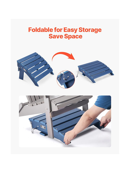 Vevor Adirondack Ottoman 15.7l X 18.9w X 13h Inch HDPE Folding Footrest Blue