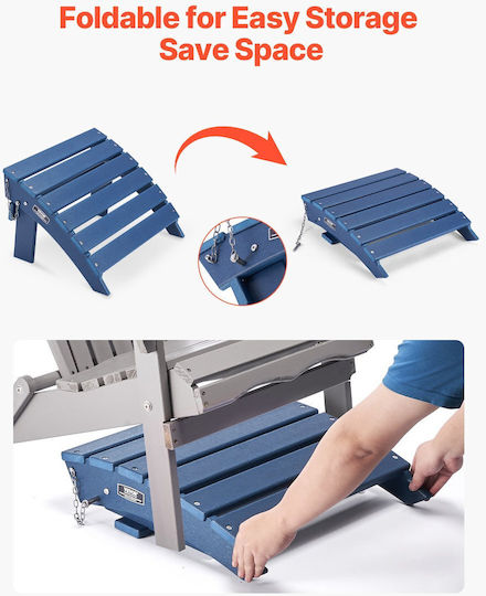 Vevor Adirondack Ottoman 15,7l x 18,9b x 13h Zoll HDPE Klappfußstütze Blau