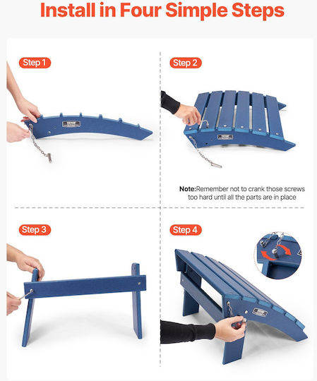 Vevor Adirondack Ottoman 15,7l x 18,9b x 13h Zoll HDPE Klappfußstütze Blau