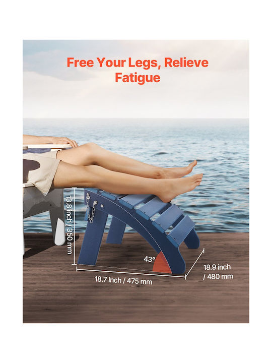 Vevor Adirondack Ottoman 2 Set 18,7l X 18,9w X 13,8h Inch Hdpe Footrest Blue