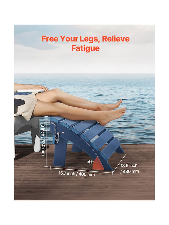 Vevor Adirondack Ottoman 15.7l X 18.9w X 13h Inch HDPE Folding Footrest Blue