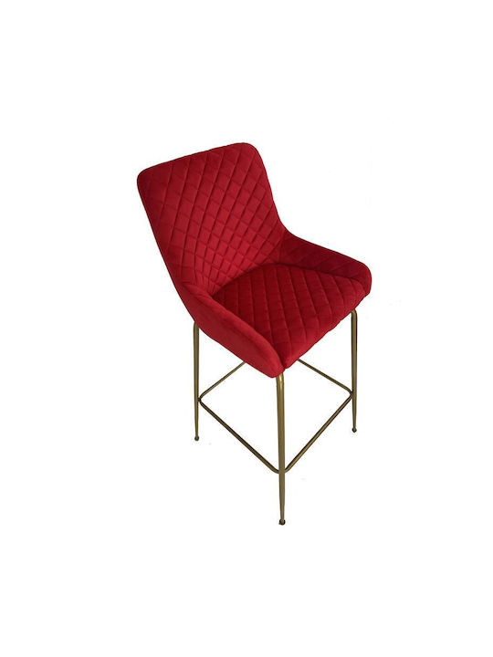 Табуретка Бар Облечено с кадифе Isadora Червен 48x42x108бр