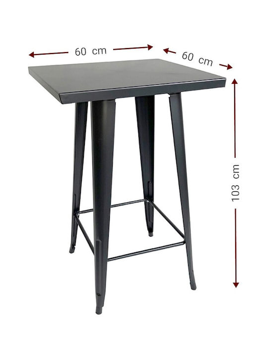 Tisch Bar für kleine Außenbereiche Zusammenklappbar Vigor Schwarz 60x60x103cm