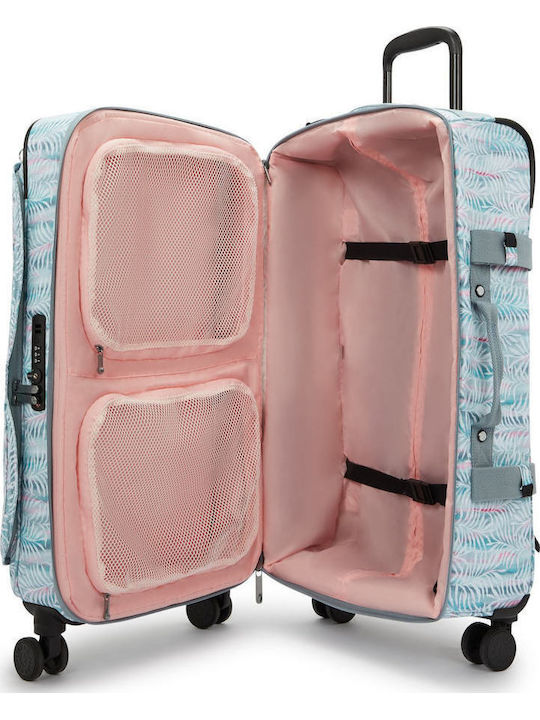 Kipling Spontaneous Среден Текстилен Куфар За Пътуване Palmtree Leaves С 4 Колела Височина 66 См