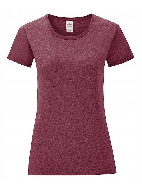Fruit of the Loom Iconic Werbe-T-Shirt Heather Burgundy