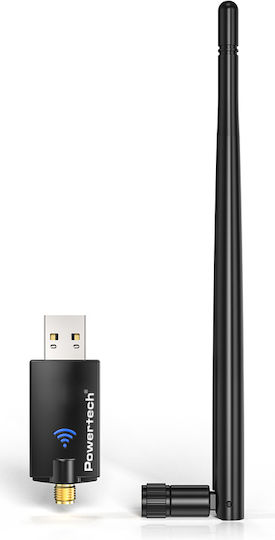 Powertech PT-1386 USB Network Adapter with Wireless Wi-Fi Connection 900Mbps and Detachable Antenna