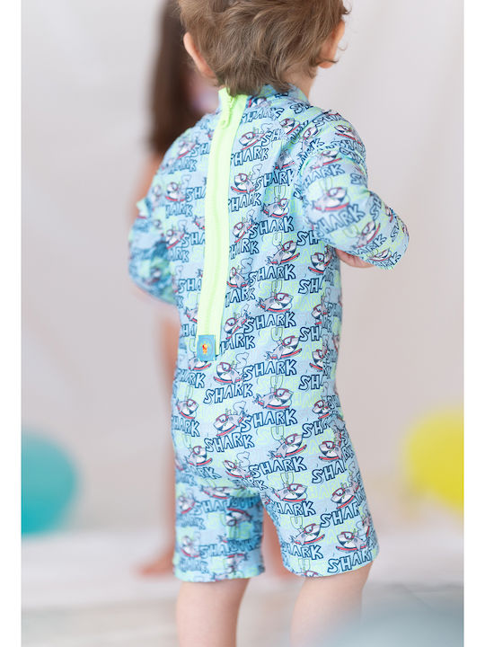 Tortue Kinder Badeanzug Langarm-Einteiler Sky Blue