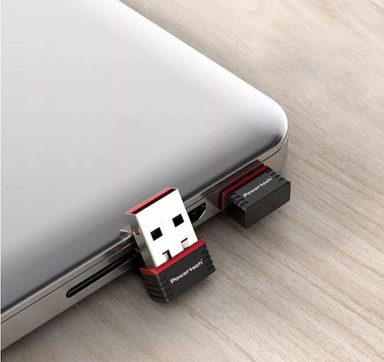 Powertech PT-1384 USB Netzwerkadapter mit Drahtloser Wi-Fi Verbindung 150Mbps