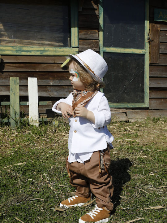 Baptism Suit for Boy Pantelis Tan-White 1748 Bambolino Bmb-1748