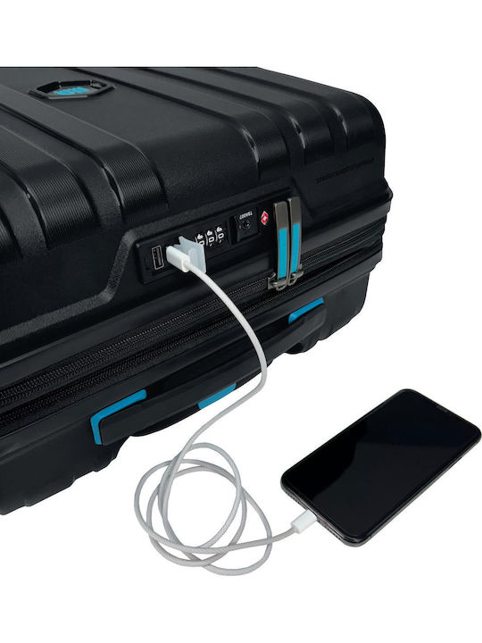 Bg Berlin Expandable Hard Black Suitcases Maximum Height 77cm with 4 Wheels Set of 2 Pieces