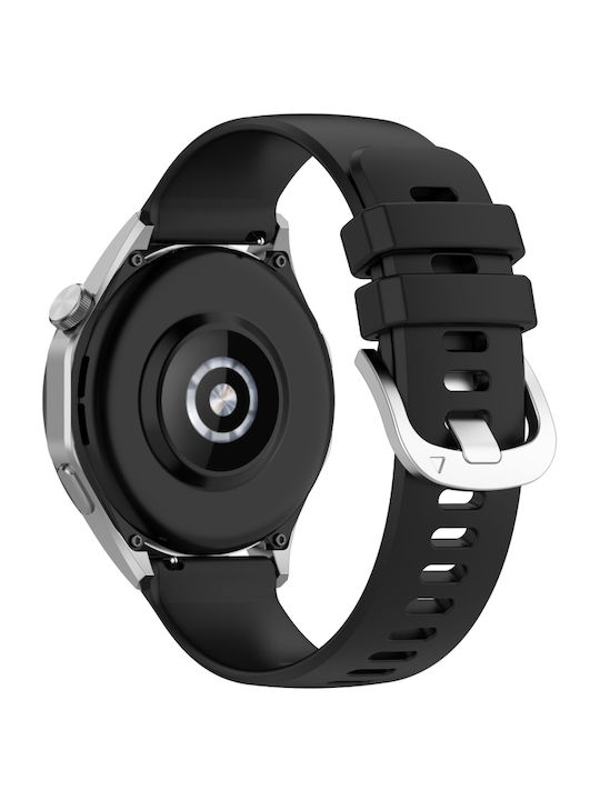 Curea din silicon neagră cu cataramă argintie lucioasă lichidă de 22mm pentru Huawei Watch 4 Pro