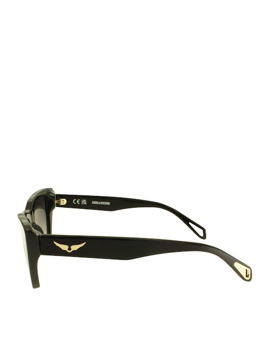 Zadig & Voltaire Women's Sunglasses with Black Plastic Frame and Black Gradient Lens