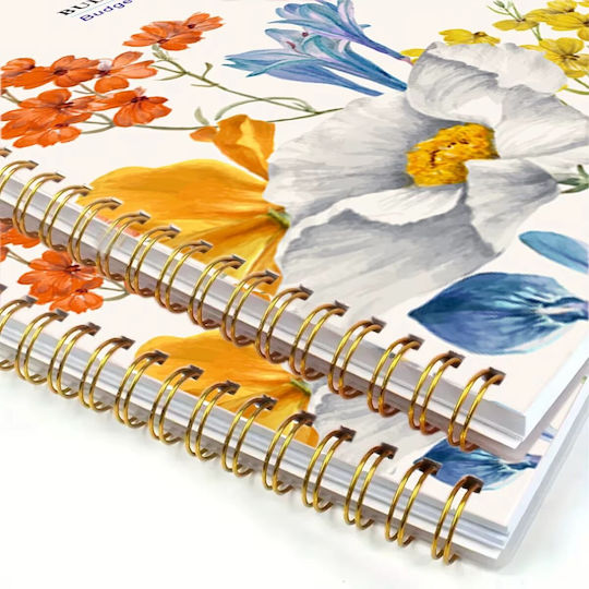 Undated Budget Planner Notebook Spiral-bound A Plastic Cover Bullet Journal Style Monthly Organization In English A5 Multicolor White