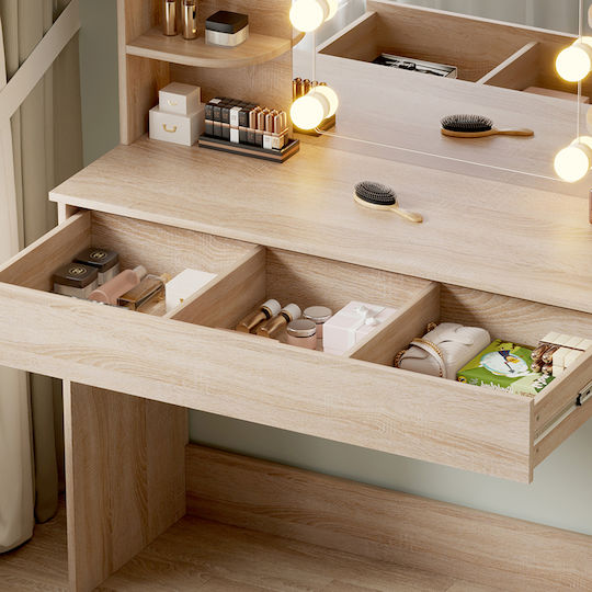 Bodenstehende Schminktisch Schlafzimmer Lauryn Holz Sonama mit Spiegel 101.8x40x139.5cm
