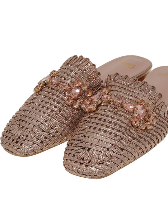 Flat Mules σε Ροζ Χρυσό Χρώμα