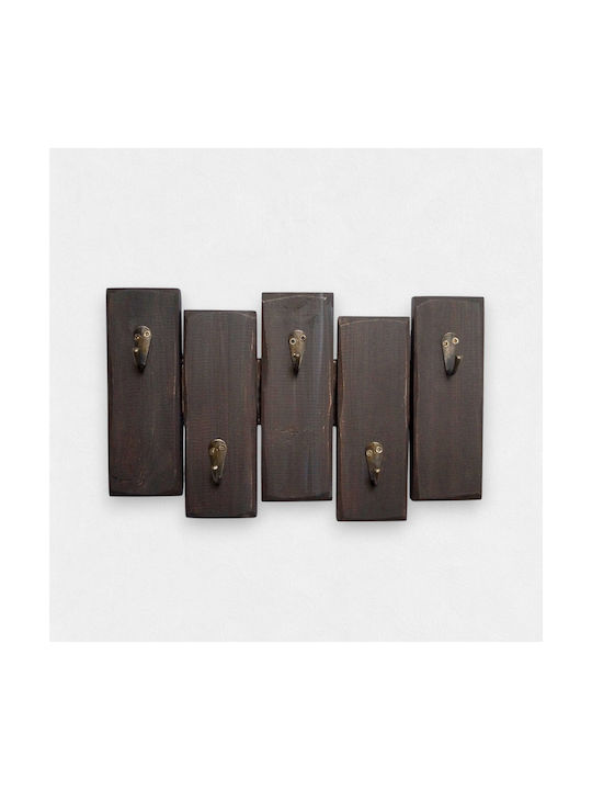 Artifact Agățătoare De Perete Din Lemn 5 Compartimente Bej KREM-1 30x4x17cm