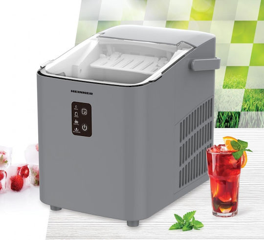 Heinner Him-100sl Self-Cleaning Ice Maker Daily Production 12kg Removable Container Silver
