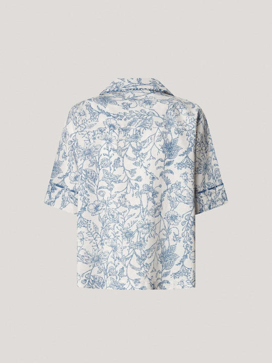 Mâneca scurta Femei In Cămașă Alb Floral
