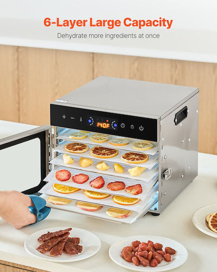 Vevor Food Dehydrator Machine 6 Trays Stainless Steel 400w Jerky Fruit Drying