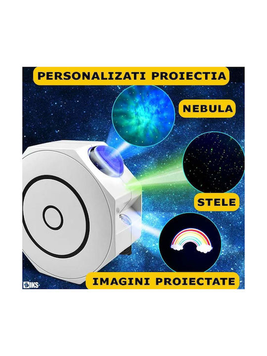 Led Παιδικό Φωτιστικό Projector Αφής με Προβολή Αστεριών Λευκό 15x14x6εκ.