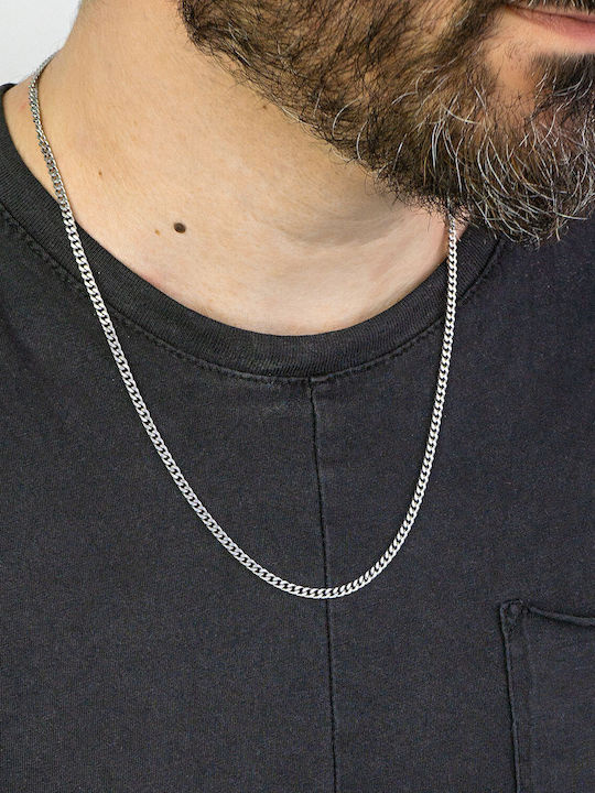Kiriakos Gofas Chain Neck made of Steel Thin Thickness 3mm and Length 55cm